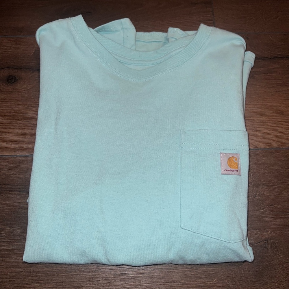 Carhartt Mint Green Long Sleeve Tee with Classic Crew Neck